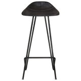 Bar Stools 4 pcs Black Real Leather - 45-Degree Angle