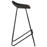 Bar Stools 4 pcs Black Real Leather - Rear View