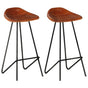 Bar Stools 2 pcs Brown Real Leather