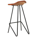Bar Stools 2 pcs Brown Real Leather