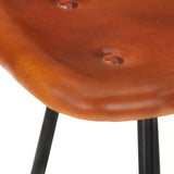 Bar Stools 2 pcs Brown Real Leather - Low Angle