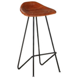 Bar Stools 4 pcs Brown Real Leather - Front View