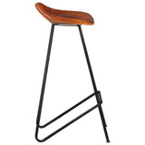 Bar Stools 4 pcs Brown Real Leather - Rear View