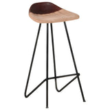 Bar Stools 4 pcs Brown Real Leather - Front View
