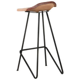 Bar Stools 4 pcs Brown Real Leather - Side View