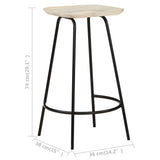 Bar Stools 2 pcs Solid Mango Wood - Extra Image