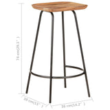 Bar Stools 2 pcs Solid Acacia Wood - Extra Image