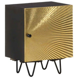 Bedside Cabinet with Brass Front 40x30x50 cm Solid Mango Wood - Extra Image
