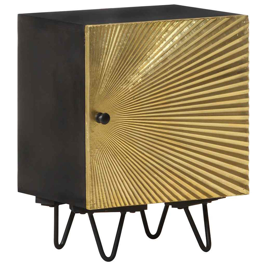 Bedside Cabinet with Brass Front 40x30x50 cm Solid Mango Wood