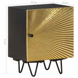 Bedside Cabinet with Brass Front 40x30x50 cm Solid Mango Wood - Extra Image