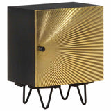 Bedside Cabinet with Brass Front 40x30x50 cm Solid Mango Wood - Extra Image