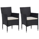 3 Piece Garden Dining Set Black Poly Rattan and Glass - 45-Degree Angle