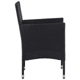 3 Piece Garden Dining Set Black Poly Rattan and Glass