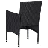 3 Piece Garden Dining Set Black Poly Rattan and Glass - Extra Image
