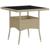 3 Piece Garden Dining Set Beige Poly Rattan and Glass