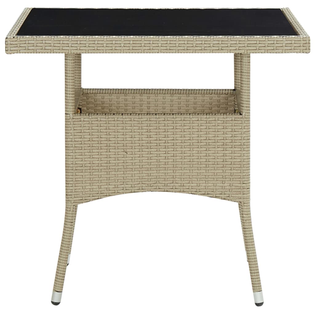3 Piece Garden Dining Set Beige Poly Rattan and Glass