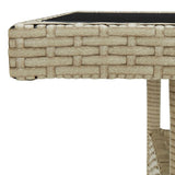 3 Piece Garden Dining Set Beige Poly Rattan and Glass - Top-Down View