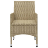 3 Piece Garden Dining Set Beige Poly Rattan and Glass - Extra Image