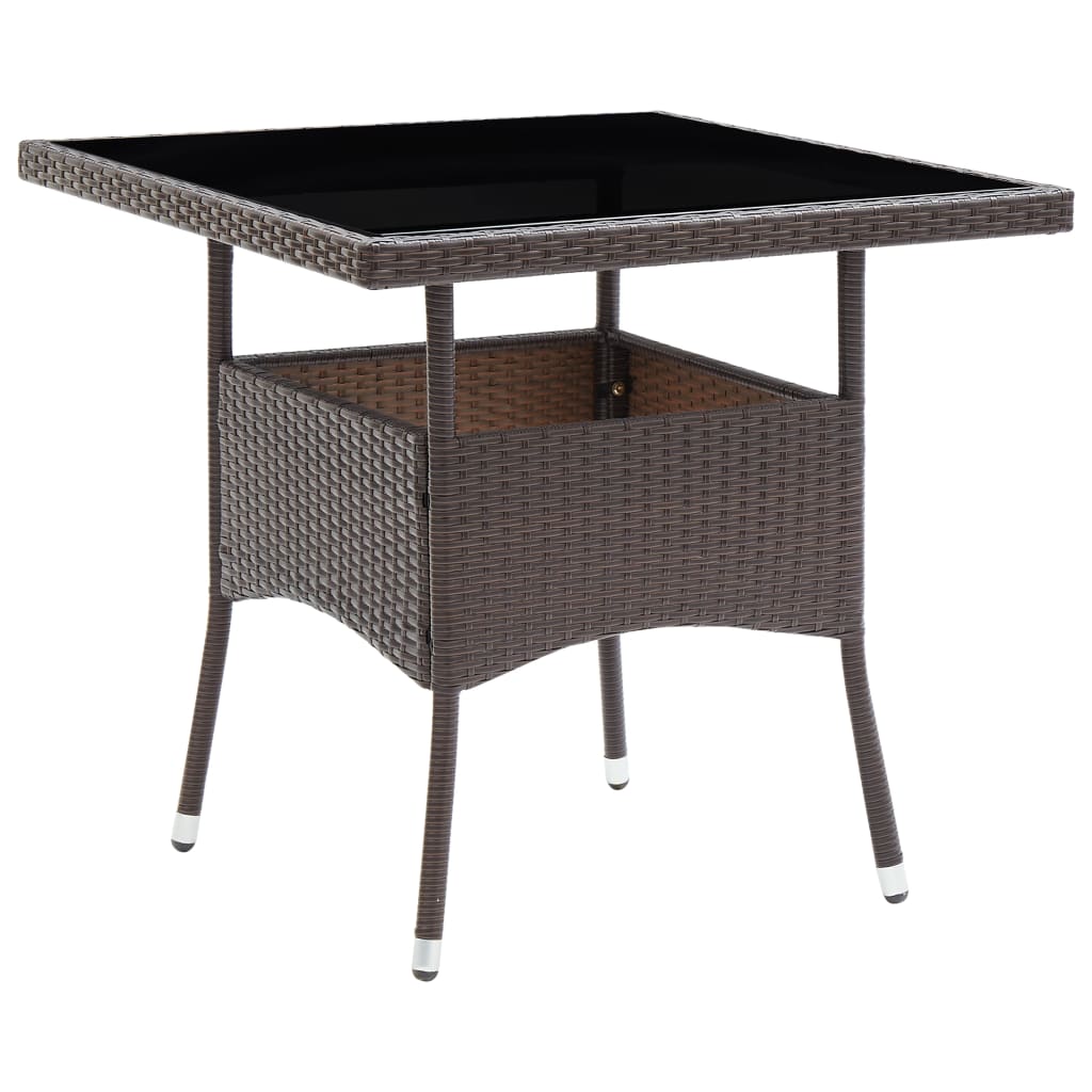 3 Piece Garden Dining Set Brown Poly Rattan and Glass