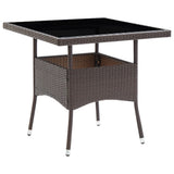 3 Piece Garden Dining Set Brown Poly Rattan and Glass
