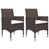3 Piece Garden Dining Set Brown Poly Rattan and Glass - 45-Degree Angle
