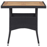 3 Piece Garden Dining Set Black Poly Rattan and Acacia Wood