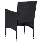 3 Piece Garden Dining Set Black Poly Rattan and Acacia Wood - Extra Image