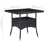 3 Piece Garden Dining Set Black Poly Rattan and Acacia Wood