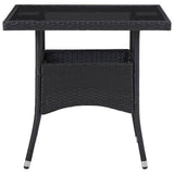3 Piece Garden Dining Set Black Poly Rattan and Acacia Wood