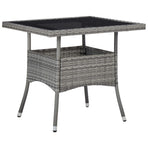 3 Piece Garden Dining Set Grey Poly Rattan and Acacia Wood