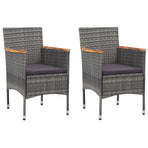 3 Piece Garden Dining Set Grey Poly Rattan and Acacia Wood