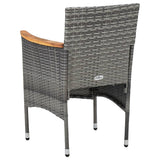 3 Piece Garden Dining Set Grey Poly Rattan and Acacia Wood - Extra Image
