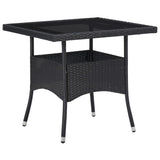 5 Piece Garden Dining Set Black Poly Rattan and Glass