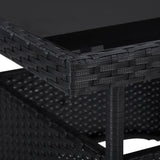5 Piece Garden Dining Set Black Poly Rattan and Glass