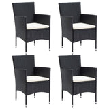 5 Piece Garden Dining Set Black Poly Rattan and Glass - 45-Degree Angle