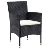 5 Piece Garden Dining Set Black Poly Rattan and Glass