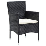 5 Piece Garden Dining Set Black Poly Rattan and Glass - Rear View