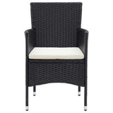 5 Piece Garden Dining Set Black Poly Rattan and Glass - Close-Up Angle