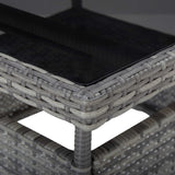 5 Piece Garden Dining Set Grey Poly Rattan and Glass - Top-Down View