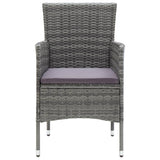 5 Piece Garden Dining Set Grey Poly Rattan and Glass - Low Angle