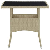 5 Piece Garden Dining Set Poly Rattan and Glass Beige
