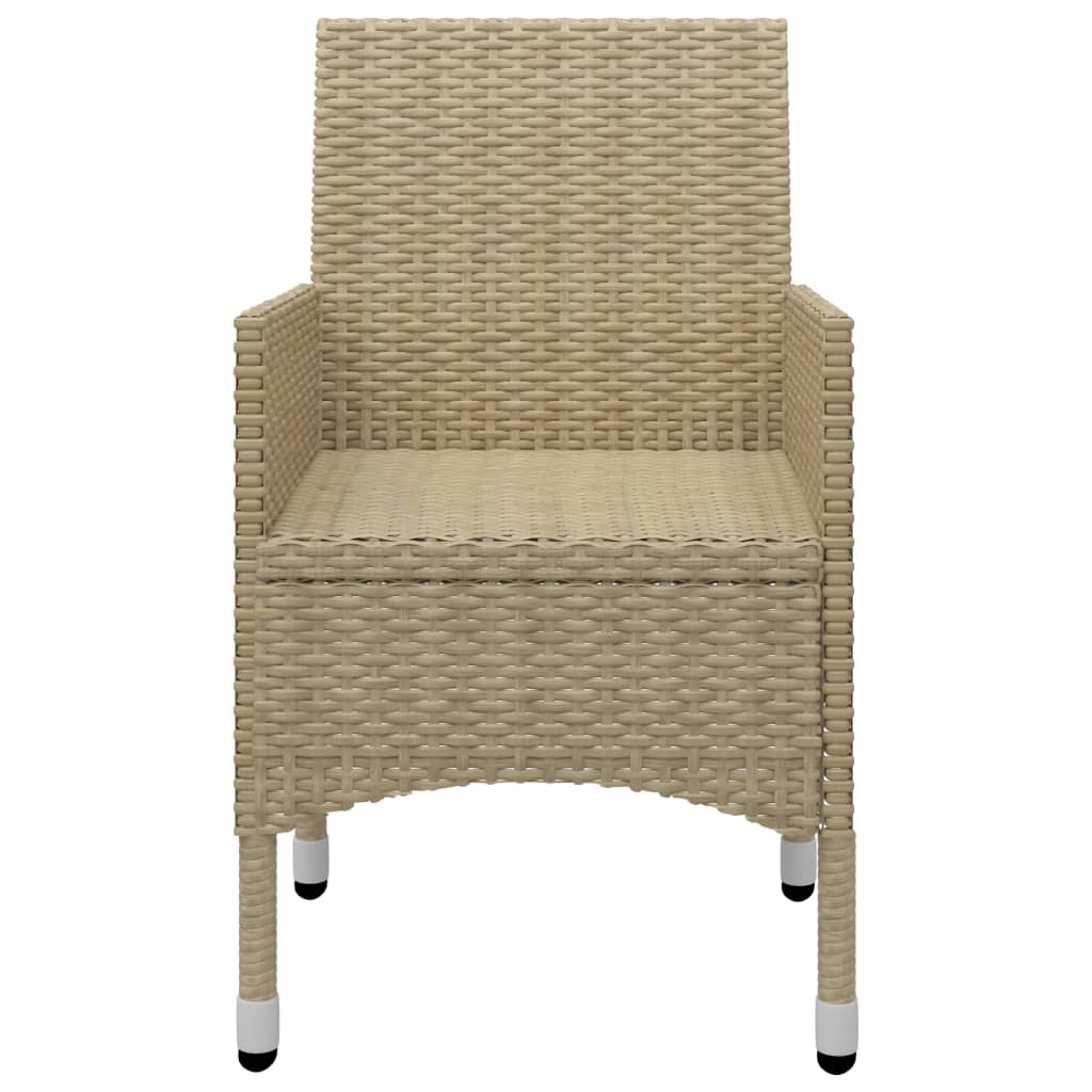 5 Piece Garden Dining Set Poly Rattan and Glass Beige
