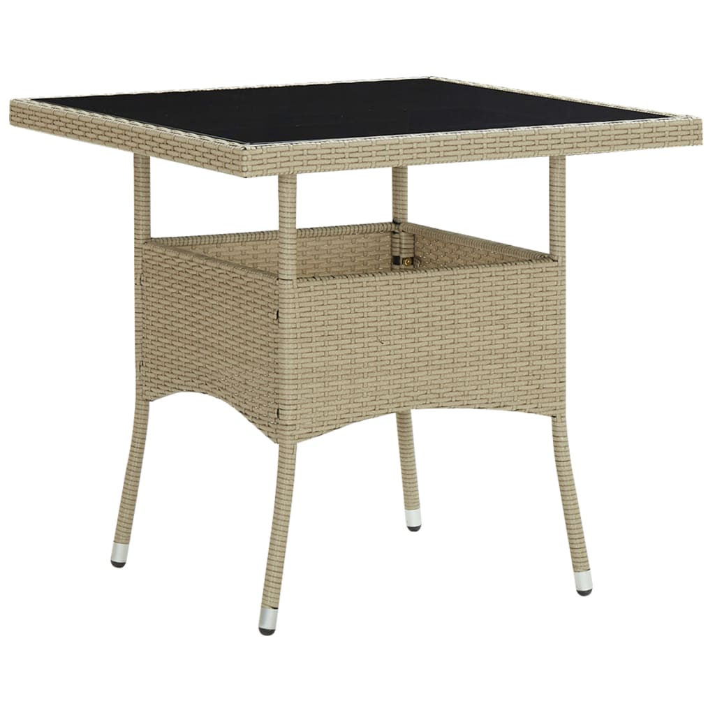5 Piece Garden Dining Set Poly Rattan and Glass Beige