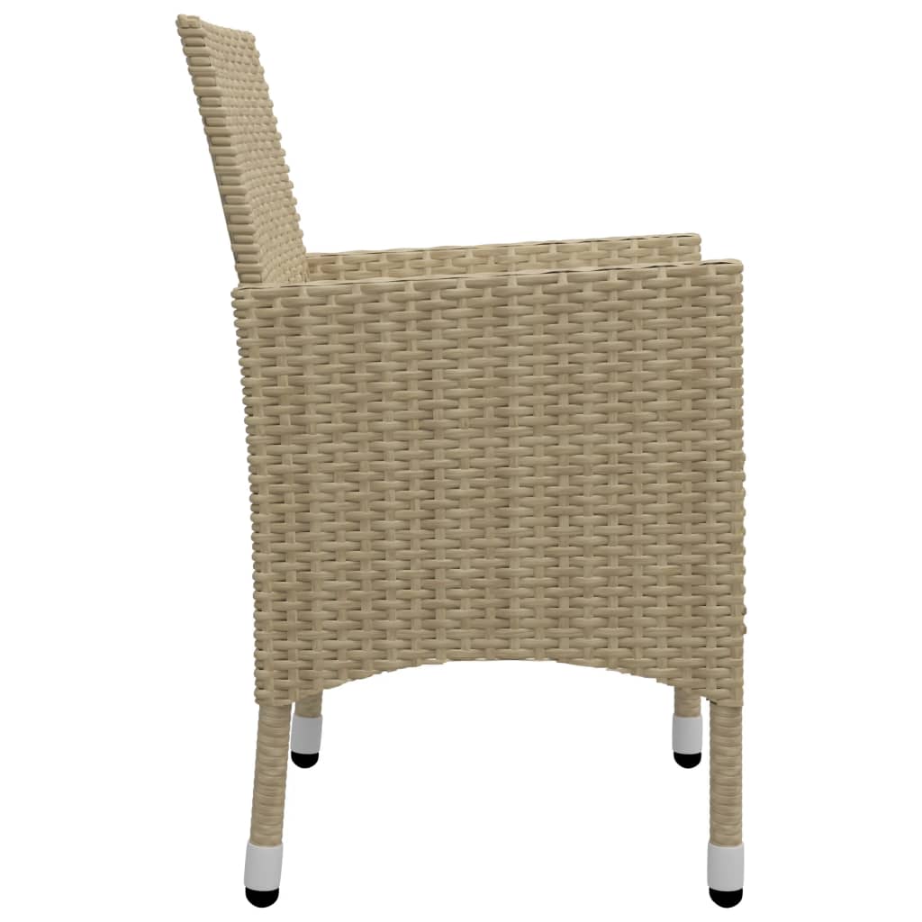 5 Piece Garden Dining Set Poly Rattan and Glass Beige