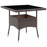 5 Piece Garden Dining Set Brown Poly Rattan and Glass