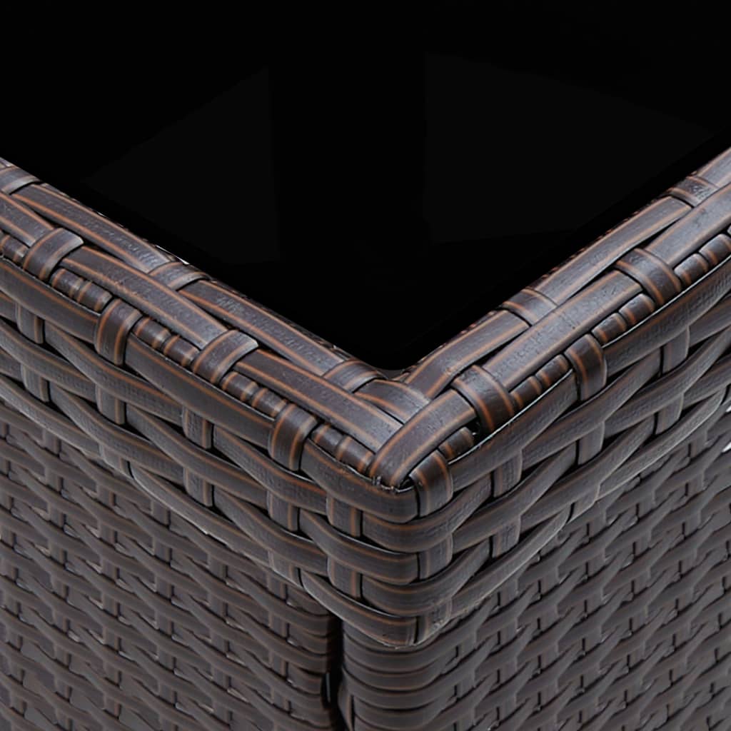 5 Piece Garden Dining Set Brown Poly Rattan and Glass