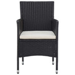 5 Piece Garden Dining Set Black Poly Rattan and Acacia Wood