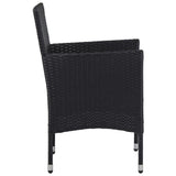 5 Piece Garden Dining Set Black Poly Rattan and Acacia Wood - Close-Up Angle