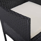 5 Piece Garden Dining Set Black Poly Rattan and Acacia Wood - Extra Image