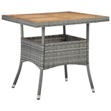 5 Piece Garden Dining Set Grey Poly Rattan and Acacia Wood - Front View